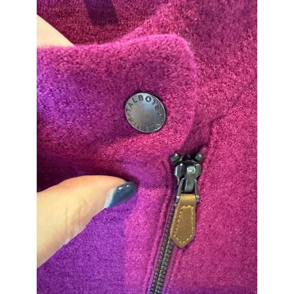Talbots Jacket Women 12 Wide Purple Wool Blend Asymmetric Zip Mock Neck Coat - Picture 7 of 10